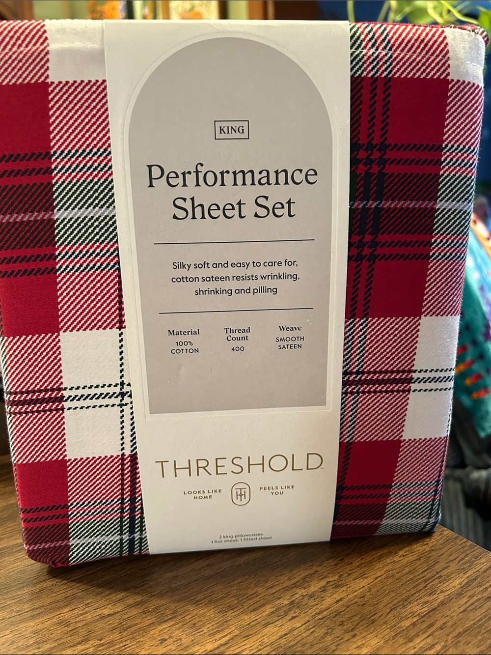 Threshold Red and White Plaid Performance Sheet Set